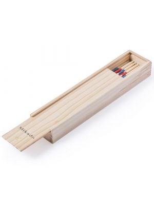 Barajas y juegos de mesa juego habilidad mikado de madera con publicidad vista 1
