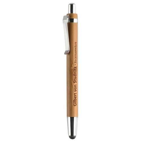 Miljøvennlig kulepenn i bambus og metall med berøringspenn